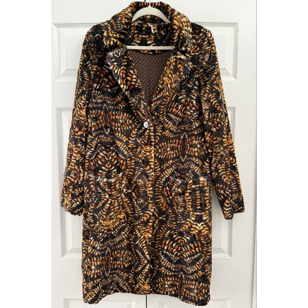 Rare Free People Retro Faux Fur Jacket Black Fire Coat New Medium $600 - Picture 5 of 8